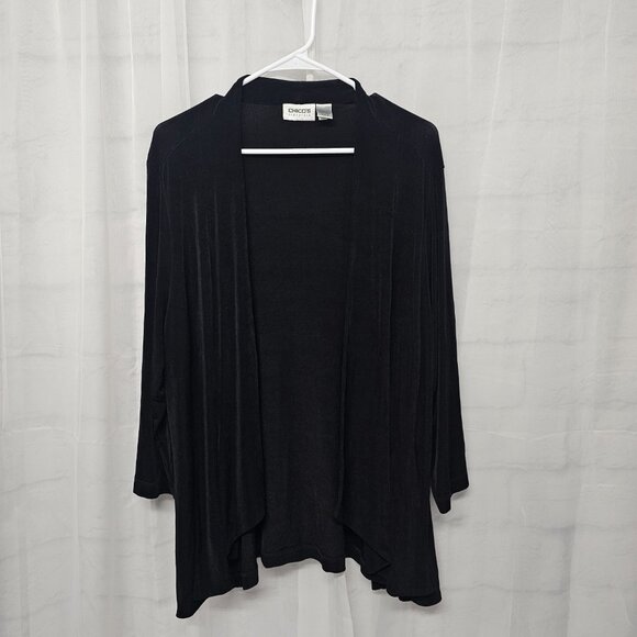 Chico's Travelers Black Cardigan Jacket Minimalist Goth Whimsigoth 3 (XL) - Picture 6 of 6